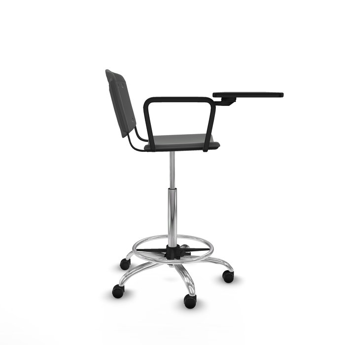 Tabouret Taburete Robledo Pivotant Chlorure de polyvinyle Gris foncé Structure chromée Non applicable Sans appui-tête Roulettes pour moquette