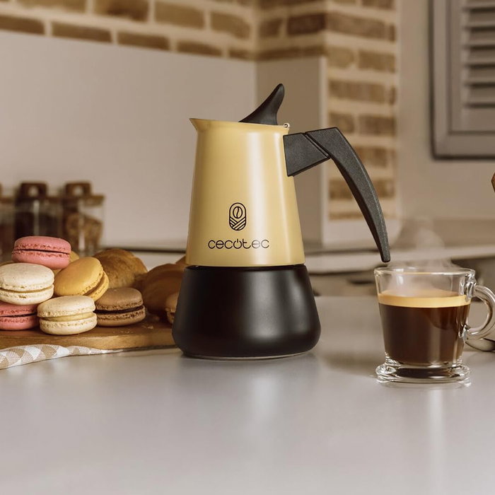 Cafetière italienne Cecotec Piccolina 400 Beige 4 tasses 200ml inox antigoutte