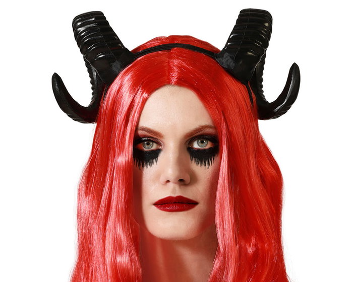Serre-tête à cornes noires longues pour déguisement de démon ou diable Serre-tête à cornes noires longues pour déguisement de démon ou diable