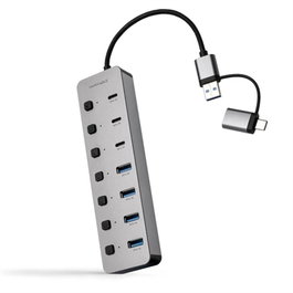 Nanocable Hub USB 3.0 avec connecteur interchangeable USB-A/USB-C, 4xUSB-A et 3xUSB-C