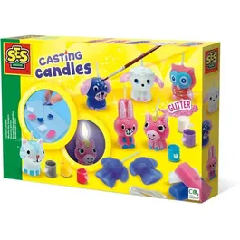 Ses Creative Kit Créatif Bougies Parfumées pour Enfants - 6 Bougies Animaux avec Mèches, Cires, Moules, Peinture et Paillettes - Décoration - À partir de 5 ans