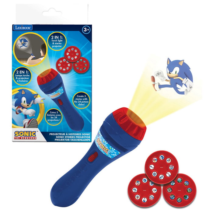 LEXIBOOK Projecteur d'histoires Sonic the Hedgehog avec lampe torche, 24 images, 3 disques inclus