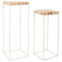 Home Deco Factory Jeu de 2 Présentoirs Rondin en Bois et Métal