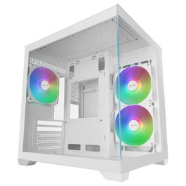 Mars Gaming Boîtier Ordinateur MicroATX MC-VIEW3 Verre Trempé Panneau Panoramique Ventilateurs ARGB USB-C