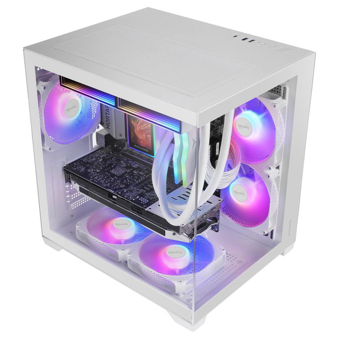 Mars Gaming Boîtier Ordinateur MicroATX MC-VIEW3 Verre Trempé Panneau Panoramique Ventilateurs ARGB USB-C