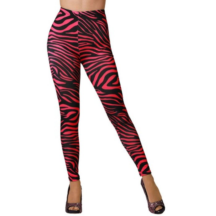 BigBuy Fashion Leggings Rose Fluorescent à Rayures Noires Adulte