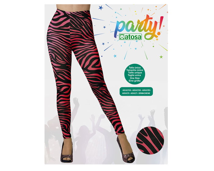 Leggings Fluorescent Rose Avec Bandes Noires pour Adultes - Pour Déguisements 80s, Carnaval et Fêtes Leggings Fluorescent Rose Avec Bandes Noires pour Adultes - Pour Déguisements 80s, Carnaval et Fêtes