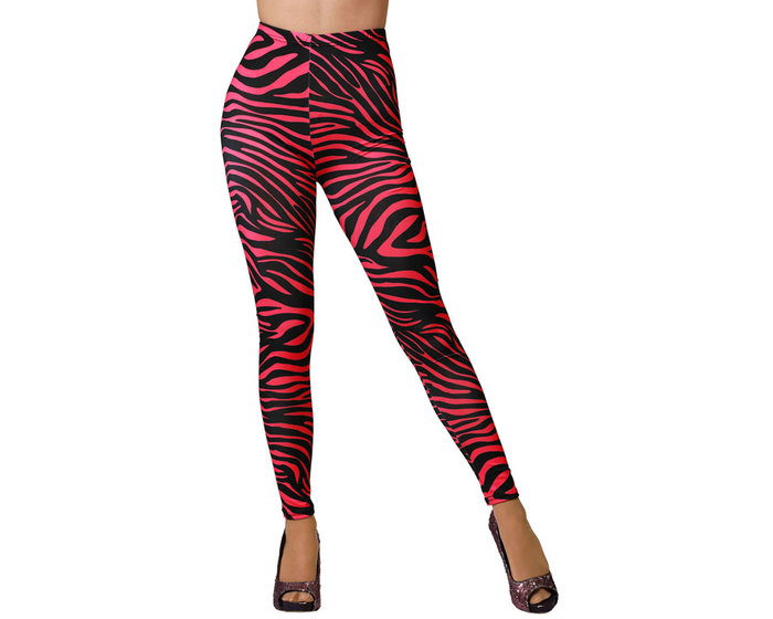 Leggings Fluorescent Rose Avec Bandes Noires pour Adultes - Pour Déguisements 80s, Carnaval et Fêtes Leggings Fluorescent Rose Avec Bandes Noires pour Adultes - Pour Déguisements 80s, Carnaval et Fêtes