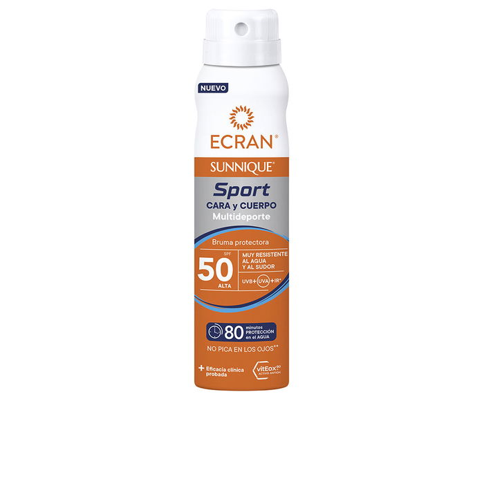 Ecran SUNNIQUE SPORT - Brume Visage et Corps SPF50+ - Résistance à l'Eau 80 min - Protection Solaire UVA/UVB - Avec VitEox80 - 75 ml Ecran SUNNIQUE SPORT - Brume Visage et Corps SPF50+ - Résistance à l'Eau 80 min - Protection Solaire UVA/UVB - Avec VitEox80 - 75 ml