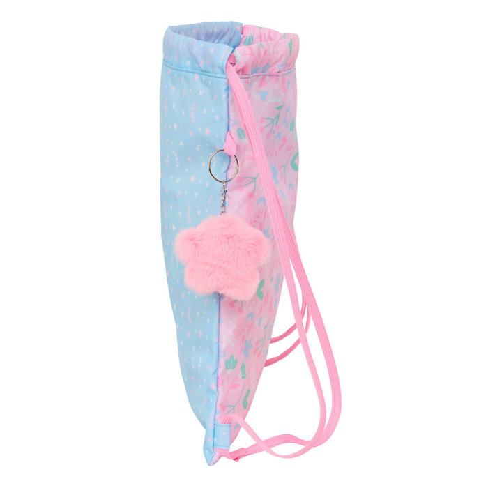 Sac à dos serré par des ficelles BlackFit8 Smile Bleu Rose 35 x 40 x 1 cm