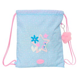 Sac à dos serré par des ficelles BlackFit8 Smile Bleu Rose 35 x 40 x 1 cm