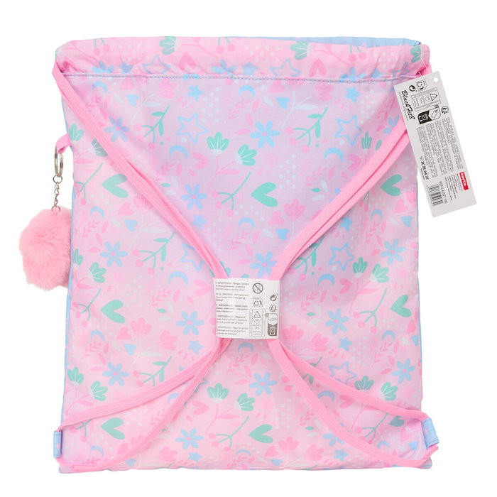 Sac à dos serré par des ficelles BlackFit8 Smile Bleu Rose 35 x 40 x 1 cm
