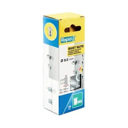 Rapid - 5001482 - Kit de fixation avec 20 écrous à sertir acier chromé M8 pour vis Ø8mm et 1 foret Ø11mm, pour fixation à l'aveugle avec pince RP110/RP160