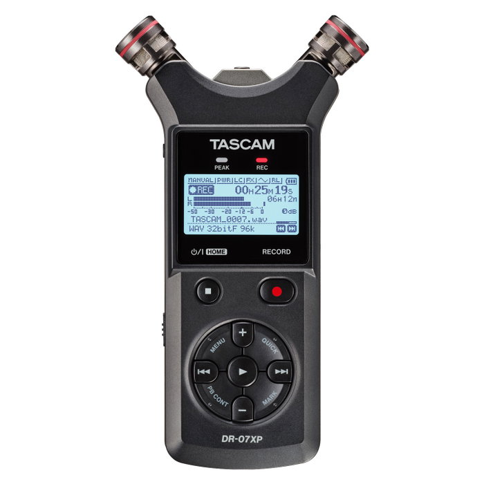 TASCAM DR-07XP Enregistreur Audio Portatif 2 Canaux 32 bits Flottants USB-C MicroSDXC