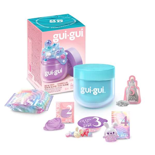 MOOSE TOYS Gui-Gui - Kit de Slime Créatif à Personnaliser avec Perles et Paillettes - Jeu Créatif Enfant - 25 Modèles à Collectionner - À partir de 6 ans