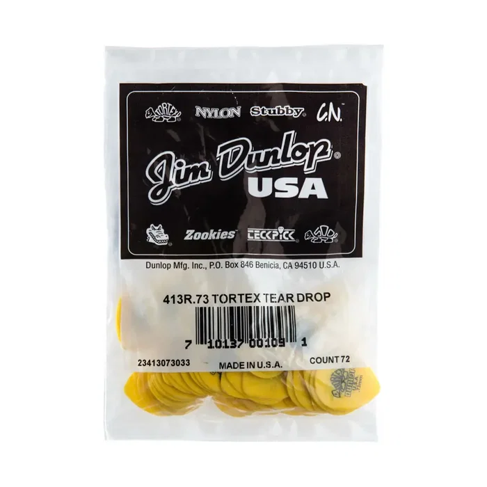 DUNLOP Pack de 72 médiators Tortex® Teardrop Jaune - 0,73 mm