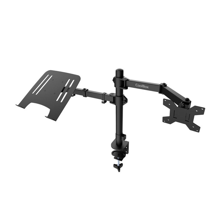Coolbox Support pour écran jusqu'à 32 pouces et PC portable, double bras articulé, VESA 75/100, noir mat Coolbox Support pour écran jusqu'à 32 pouces et PC portable, double bras articulé, VESA 75/100, noir mat