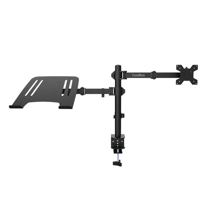 Coolbox Support pour écran jusqu'à 32 pouces et PC portable, double bras articulé, VESA 75/100, noir mat Coolbox Support pour écran jusqu'à 32 pouces et PC portable, double bras articulé, VESA 75/100, noir mat