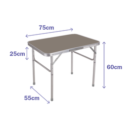 Marbueno 10013M Mesa Pliante Aluminium Effet Bois Camping et Plage 75x55x60 cm Diamètre Tube 25 mm