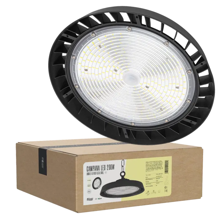 Philips LED Projecteur Campana BX3 LIGHT 200W (120W/160W/200W) 36000 Lumen IP65 Regulable 1-10V avec Driver Lifud et Chip Philips, 4000K Blanc Neutre