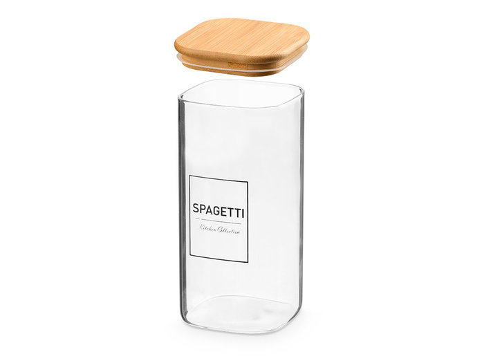 Vivalto Pot en verre borosilicate avec couvercle en bambou pour spaghetti 2,1L 10x25x10 cm (Set de 12)