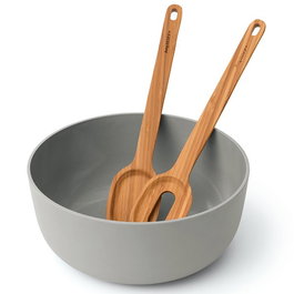 Berghoff 3950096 - Bol à Salade avec Couverts en Bambou - Serviette Élégante pour Table