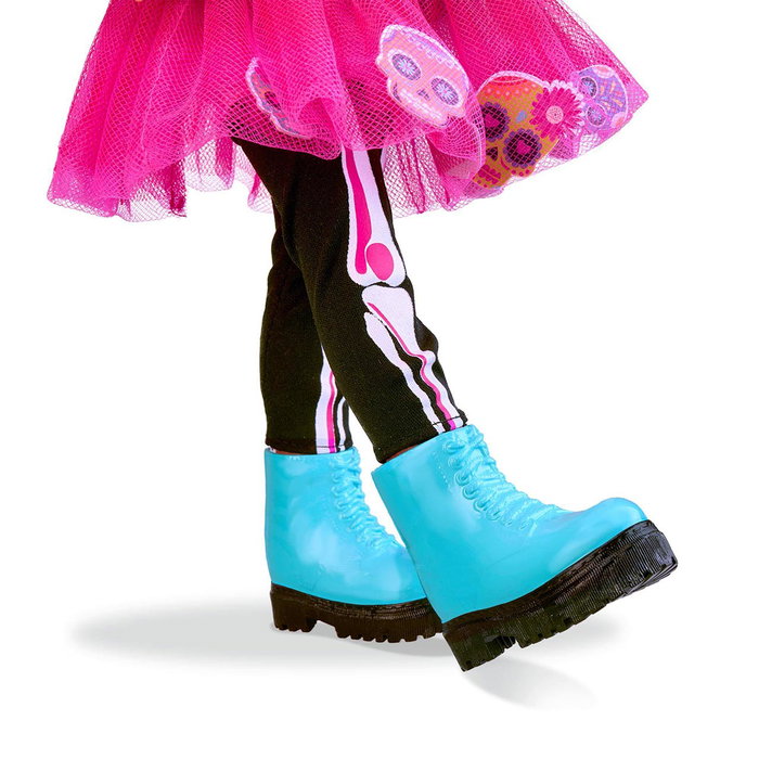 Nancy Poupée Famosa Un Día De Catrina Nac44000 - Look de la tradition mexicaine du Jour des morts, robe turquoise et rose à volants