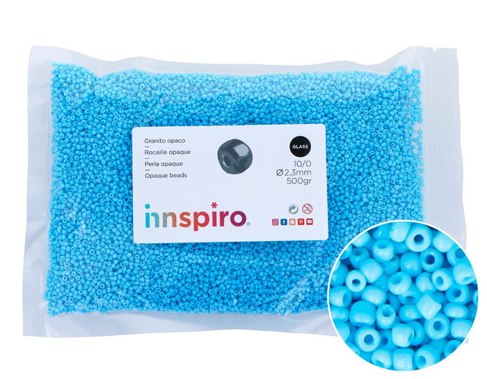 Innspiro Rocaille en verre bleu opaque 2,3 mm 500g Innspiro Rocaille en verre bleu opaque 2,3 mm 500g