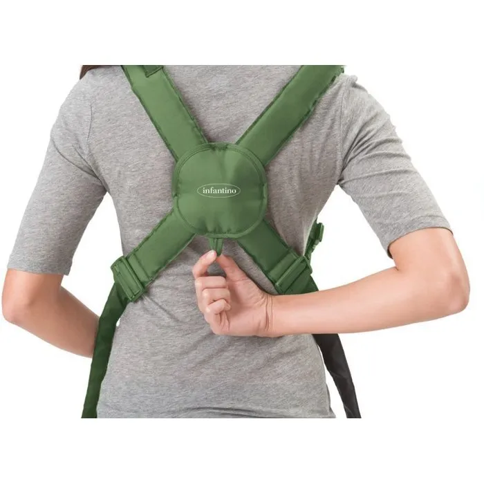 Infantino Swift Classic - Porte-bébé léger avec bavoir Wonder Cover détachable et poche avant extensible - Pour 3.2 à 11.8 kg - Vert