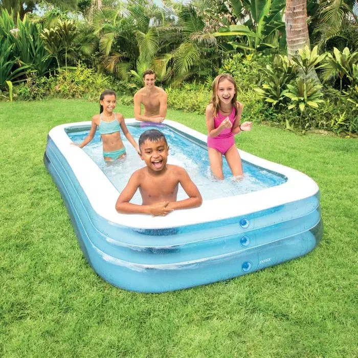 Intex - Piscine Gonflable Rectangulaire Givrée, 305 x 183 x 56 cm (1020 Litres), 3 Chambres à Air, pour Enfants de 6 ans et Plus