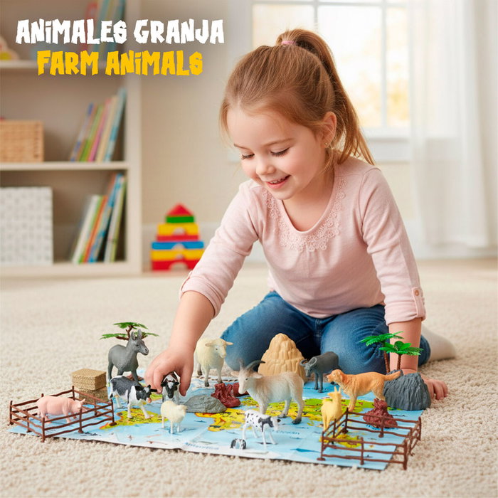Set Animaux de la Ferme Colorbaby Plastique 14 x 10 x 5 cm (4 Unités)