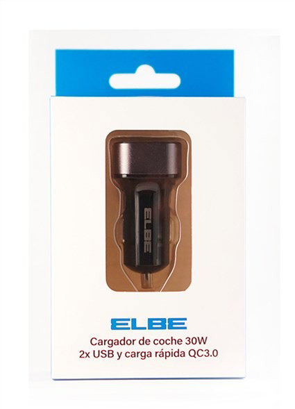 Elbe CARG-301-QC Chargeur USB Voiture Double Port avec Charge Rapide QC3.0 et Compatibilité Apple - LED