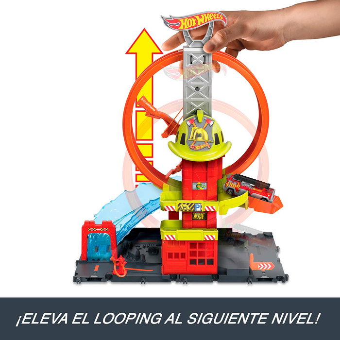 Hot Wheels City Parade de Pompiers Superloop HKX41 avec Camion de Pompiers, Jouet Enfant 4+ Ans