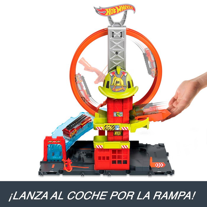 Hot Wheels City Parade de Pompiers Superloop HKX41 avec Camion de Pompiers, Jouet Enfant 4+ Ans