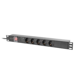 Lanberg Multiprise Rackable 1U 16A 5 Prises Schuko Noir