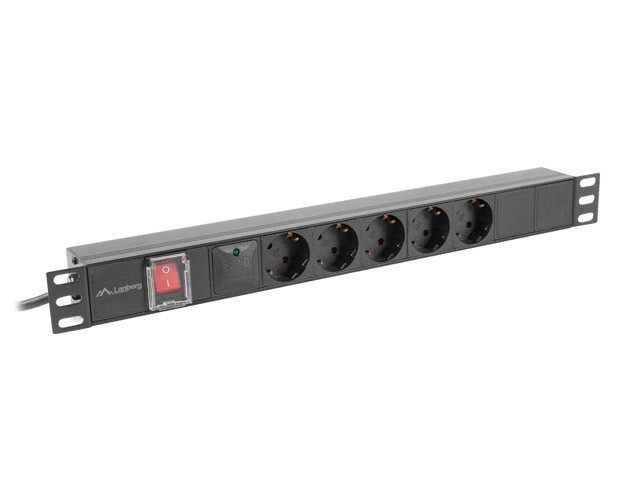 Lanberg Reglette 5 Prises 16A Rack 19 Pouces Aluminium Noir Pare-surtension 4000W Lanberg Reglette 5 Prises 16A Rack 19 Pouces Aluminium Noir Pare-surtension 4000W