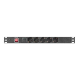 Lanberg Reglette 5 Prises 16A Rack 19 Pouces Aluminium Noir Pare-surtension 4000W