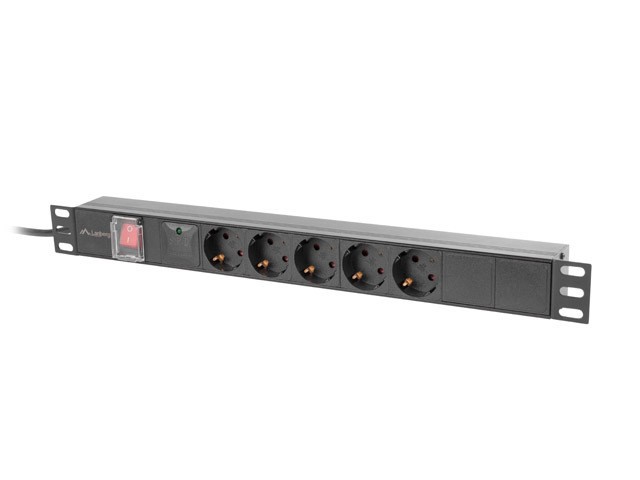 Lanberg Reglette 5 Prises 16A Rack 19 Pouces Aluminium Noir Pare-surtension 4000W Lanberg Reglette 5 Prises 16A Rack 19 Pouces Aluminium Noir Pare-surtension 4000W