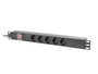 Lanberg Reglette 5 Prises 16A Rack 19 Pouces Aluminium Noir Pare-surtension 4000W