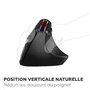 Mobility Lab ML314259 Souris ergonomique sans fil Bluetooth et 2.4 GHz pour droitier, design vertical rechargeable USB-C, boutons latéraux et LED RGB personnalisables - Noir