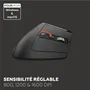 Mobility Lab ML314259 Souris ergonomique sans fil Bluetooth et 2.4 GHz pour droitier, design vertical rechargeable USB-C, boutons latéraux et LED RGB personnalisables - Noir