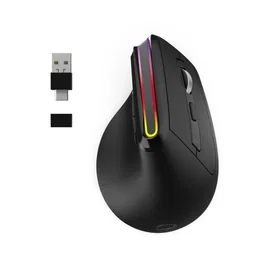 Mobility Lab ML314259 Souris ergonomique sans fil Bluetooth et 2.4 GHz pour droitier, design vertical rechargeable USB-C, boutons latéraux et LED RGB personnalisables - Noir