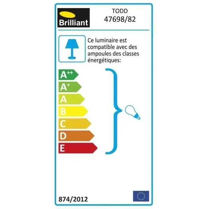 Brilliant TODD - Applique murale extérieure avec détecteur de mouvement, acier, 1x60W max, douille E27 (ampoule non incluse)