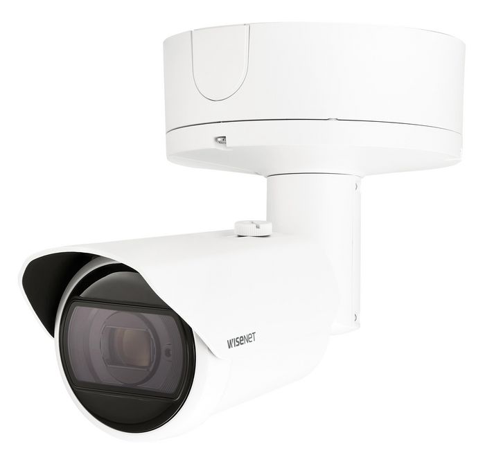 Hanwha X Series Caméra de sécurité IP Bullet 2MP, Zoom 12x, IR 90m, Blanc