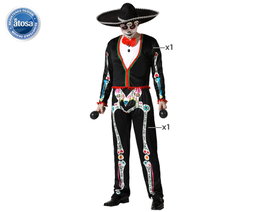 Atosa Déguisement Mariachi Squelette T-shirt et Pantalon pour Homme Adulte