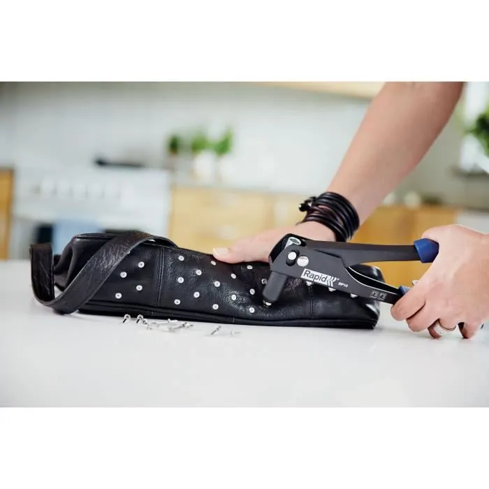 Rapid RP10 - Pince à riveter avec 100 rivets (4 types : 3.2mm, 4mm, 4.8mm) - Poignée ergonomique - Clé incluse