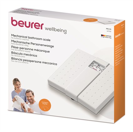 Beurer MS-01 Balance mécanique blanche avec affichage analogique rétro et surface antidérapante