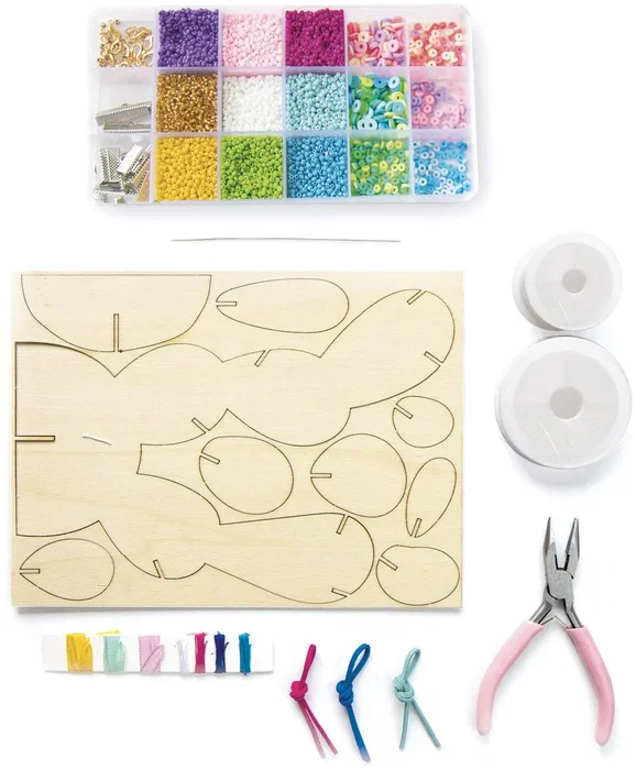 Sycomore - Atelier de bijoux avec métier à tisser XL - Coffret créatif avec perles, rubans, outils et porte-bijoux - À partir de 7 ans