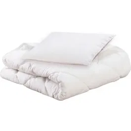 P'Tit Dodo Pack Bio Couette et Oreiller 100x140 cm + 40x60 cm - Chaude - Fibre Creuse Siliconée - Coton Bio Certifié GOTS - 1 Personne