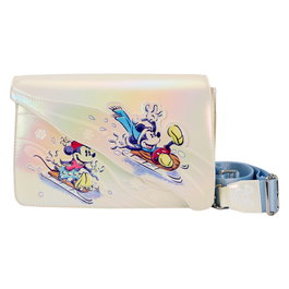 Loungefly Sac bandoulière Disney Winter Wonderland Mickey and Friends - 23.75 cm, cuir vegan, fermeture magnétique, bandoulière amovible